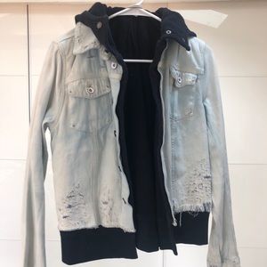 Denim Combo Hoodie Jacket